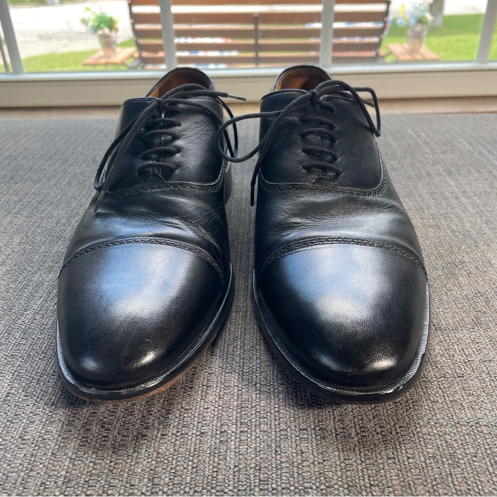 Johnston & Murphy 10M Sheepskin Captoe Oxford Black 15-2481